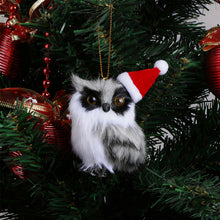 Load image into Gallery viewer, Simulation Owl Exquisite Pendant with Santa Hat Cute Furry Home Christmas Tree Decoration Adornment Simulation Plush Toys Kids Gift

