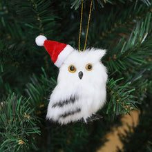 Load image into Gallery viewer, Simulation Owl Exquisite Pendant with Santa Hat Cute Furry Home Christmas Tree Decoration Adornment Simulation Plush Toys Kids Gift
