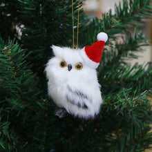 Load image into Gallery viewer, Simulation Owl Exquisite Pendant with Santa Hat Cute Furry Home Christmas Tree Decoration Adornment Simulation Plush Toys Kids Gift
