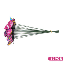 Load image into Gallery viewer, 12Pcs Simulated Butterfly Stakes Garden Waterproof Butterfly Ornaments for Indoor Outdoor Yard Patio Plant Pot Flower Bed Christmas Decoration
