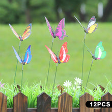 Load image into Gallery viewer, 12Pcs Simulated Butterfly Stakes Garden Waterproof Butterfly Ornaments for Indoor Outdoor Yard Patio Plant Pot Flower Bed Christmas Decoration
