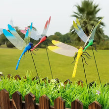 Load image into Gallery viewer, 12Pcs Simulated Dragonfly Stakes Garden Waterproof Dragonfly Ornaments for Indoor Outdoor Yard Patio Plant Pot Flower Bed Christmas Decoration
