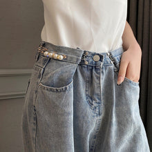 Load image into Gallery viewer, Sweet Pearl Adjustable Waist Button Rhinestone Pin Brooch Pants Skirt Expender Retractable Waistband Expander
