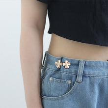 Load image into Gallery viewer, Four Leaf Clover Shaped Waist Buckle Adjustable Snap Button Retractable Jean Pant Pin No Sewing Waist Tightener Decorative Buttons
