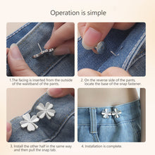 Load image into Gallery viewer, Four Leaf Clover Shaped Waist Buckle Adjustable Snap Button Retractable Jean Pant Pin No Sewing Waist Tightener Decorative Buttons
