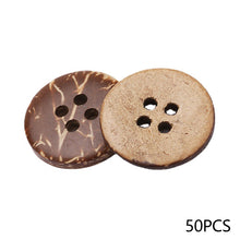 Load image into Gallery viewer, 50Pcs Natural Coconut Shell Button Round 2-Holes Handmade Buttons Clothing Decoration DIY Sewing Accessories
