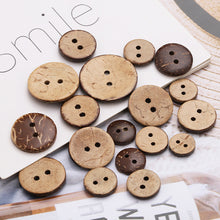 Load image into Gallery viewer, 50Pcs Natural Coconut Shell Button Round 2-Holes Handmade Buttons Clothing Decoration DIY Sewing Accessories
