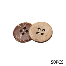 Load image into Gallery viewer, 50Pcs Natural Coconut Shell Button Round 2-Holes Handmade Buttons Clothing Decoration DIY Sewing Accessories
