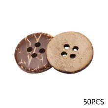 Load image into Gallery viewer, 50Pcs Natural Coconut Shell Button Round 2-Holes Handmade Buttons Clothing Decoration DIY Sewing Accessories
