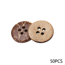 Load image into Gallery viewer, 50Pcs Natural Coconut Shell Button Round 2-Holes Handmade Buttons Clothing Decoration DIY Sewing Accessories
