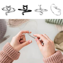 Load image into Gallery viewer, 2Pcs Adjustable Knitting Crochet Loop Ring Cat Ears Ring Knitted Yarn Thread Ring Sewing Tools
