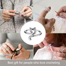 Load image into Gallery viewer, 2Pcs Adjustable Knitting Crochet Loop Ring Cat Ears Ring Knitted Yarn Thread Ring Sewing Tools
