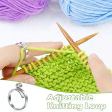 Load image into Gallery viewer, 2Pcs Adjustable Knitting Crochet Loop Ring Thread Wrapped Ring Knitted Yarn Ring Sewing Tools Accessories
