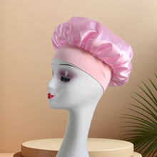 Load image into Gallery viewer, Wide-brimmed Satin Bonnet Nightcap Multipurpose Hair Bonnet Elastic Band Shower Cap For Hair Care
