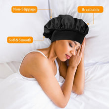 Load image into Gallery viewer, Wide-brimmed Satin Bonnet Nightcap Multipurpose Hair Bonnet Elastic Band Shower Cap For Hair Care
