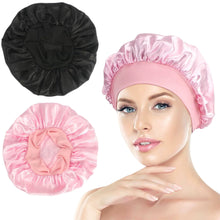 Load image into Gallery viewer, Wide-brimmed Satin Bonnet Nightcap Multipurpose Hair Bonnet Elastic Band Shower Cap For Hair Care
