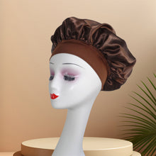 Load image into Gallery viewer, Wide-brimmed Satin Bonnet Nightcap Multipurpose Hair Bonnet Elastic Band Shower Cap For Hair Care
