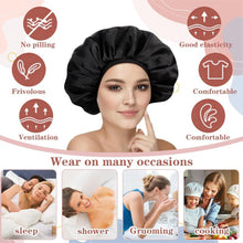 Load image into Gallery viewer, Wide-brimmed Satin Bonnet Nightcap Multipurpose Hair Bonnet Elastic Band Shower Cap For Hair Care

