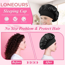Load image into Gallery viewer, Wide-brimmed Satin Bonnet Nightcap Multipurpose Hair Bonnet Elastic Band Shower Cap For Hair Care
