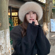 Load image into Gallery viewer, Fluffy Fur Bucket Hat Warm Winter Hat Thicken Fisherman Hat Panama Cap Chrismas Gifts
