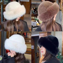 Load image into Gallery viewer, Fluffy Fur Bucket Hat Warm Winter Hat Thicken Fisherman Hat Panama Cap Chrismas Gifts
