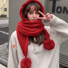 Load image into Gallery viewer, Women's Winter Hat Scarf Fleece Thicken Warm Knitted Hat Ear Protecting Knitted Cap Balaclava Beanie For Women
