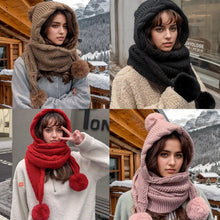 Load image into Gallery viewer, Women's Winter Hat Scarf Fleece Thicken Warm Knitted Hat Ear Protecting Knitted Cap Balaclava Beanie For Women
