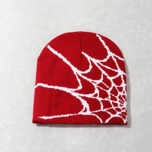 Load image into Gallery viewer, Y2K Knitted Hat Spider Web Jacquard Hat Outdoor Sports Fashion Hat Warm Hat Skullies Hat For Men Women
