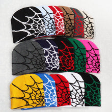 Load image into Gallery viewer, Y2K Knitted Hat Spider Web Jacquard Hat Outdoor Sports Fashion Hat Warm Hat Skullies Hat For Men Women
