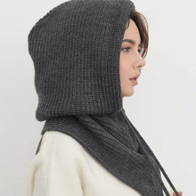 Load image into Gallery viewer, Solid Color Simple Knitted Hat Scarf Winter Balaclava Hat Outdoor Warm Cap Neck Collar Beanies Hats For Women Girls
