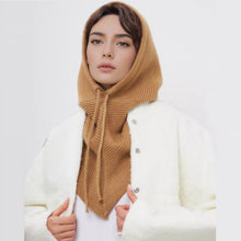 Load image into Gallery viewer, Solid Color Simple Knitted Hat Scarf Winter Balaclava Hat Outdoor Warm Cap Neck Collar Beanies Hats For Women Girls
