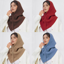 Load image into Gallery viewer, Solid Color Simple Knitted Hat Scarf Winter Balaclava Hat Outdoor Warm Cap Neck Collar Beanies Hats For Women Girls
