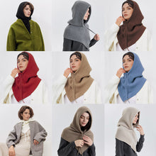 Load image into Gallery viewer, Solid Color Simple Knitted Hat Scarf Winter Balaclava Hat Outdoor Warm Cap Neck Collar Beanies Hats For Women Girls
