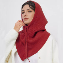Load image into Gallery viewer, Solid Color Simple Knitted Hat Scarf Winter Balaclava Hat Outdoor Warm Cap Neck Collar Beanies Hats For Women Girls
