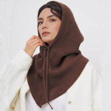 Load image into Gallery viewer, Solid Color Simple Knitted Hat Scarf Winter Balaclava Hat Outdoor Warm Cap Neck Collar Beanies Hats For Women Girls
