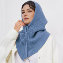 Load image into Gallery viewer, Solid Color Simple Knitted Hat Scarf Winter Balaclava Hat Outdoor Warm Cap Neck Collar Beanies Hats For Women Girls

