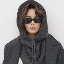 Load image into Gallery viewer, Solid Color Simple Knitted Hat Scarf Winter Balaclava Hat Outdoor Warm Cap Neck Collar Beanies Hats For Women Girls
