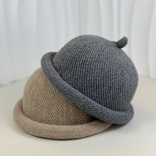 Load image into Gallery viewer, Autumn Winter Rolled-up Japanese Style Casual Hats Warm Domed Woolen Cap Knitted Melon Skin Hat Bucket Hat

