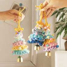 Load image into Gallery viewer, Knitted Christmas Tree with Jingle Bell Christmas Bell Hanging Decoration Wool Crochet Christmas Tree Hanging Pendant for Christmas Party
