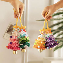 Load image into Gallery viewer, Knitted Christmas Tree with Jingle Bell Christmas Bell Hanging Decoration Wool Crochet Christmas Tree Hanging Pendant for Christmas Party

