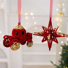 Load image into Gallery viewer, 1Pcs Christmas Hanging Decorations Red Velvet Flocked Garland Bow Tree Christmas Party Decorations Hanger Mantel Door Hanging Bell Ornament
