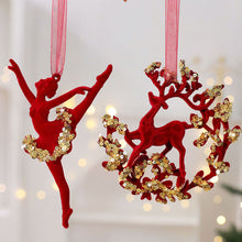 Load image into Gallery viewer, 1Pcs Christmas Hanging Decorations Red Velvet Flocked Garland Bow Tree Christmas Party Decorations Hanger Mantel Door Hanging Bell Ornament
