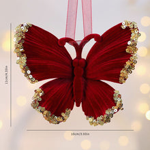 Load image into Gallery viewer, 1Pcs Christmas Hanging Decorations Red Velvet Flocked Garland Bow Tree Christmas Party Decorations Hanger Mantel Door Hanging Bell Ornament
