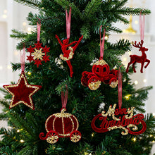 Load image into Gallery viewer, 1Pcs Christmas Hanging Decorations Red Velvet Flocked Garland Bow Tree Christmas Party Decorations Hanger Mantel Door Hanging Bell Ornament

