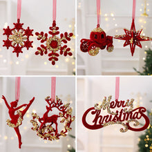 Load image into Gallery viewer, 1Pcs Christmas Hanging Decorations Red Velvet Flocked Garland Bow Tree Christmas Party Decorations Hanger Mantel Door Hanging Bell Ornament
