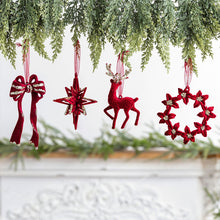 Load image into Gallery viewer, 1Pcs Christmas Hanging Decorations Red Velvet Flocked Garland Bow Tree Christmas Party Decorations Hanger Mantel Door Hanging Bell Ornament

