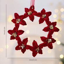 Load image into Gallery viewer, 1Pcs Christmas Hanging Decorations Red Velvet Flocked Garland Bow Tree Christmas Party Decorations Hanger Mantel Door Hanging Bell Ornament
