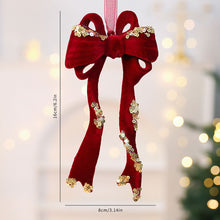 Load image into Gallery viewer, 1Pcs Christmas Hanging Decorations Red Velvet Flocked Garland Bow Tree Christmas Party Decorations Hanger Mantel Door Hanging Bell Ornament
