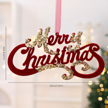 Load image into Gallery viewer, 1Pcs Christmas Hanging Decorations Red Velvet Flocked Garland Bow Tree Christmas Party Decorations Hanger Mantel Door Hanging Bell Ornament

