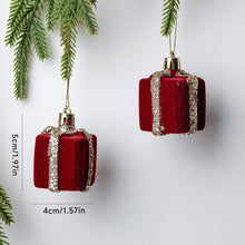 Load image into Gallery viewer, 2Pcs Christmas Hanging Decorations Red Velvet Flocked Garland Bow Tree Christmas Party Decorations Hanger Mantel Door Hanging Bell Ornament
